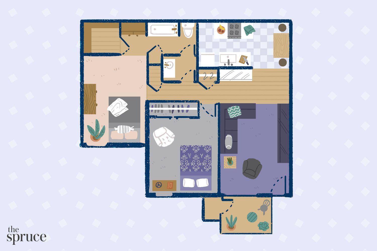 التوضيح غرفة المعيشة الصغيرة الصديقة للطفل